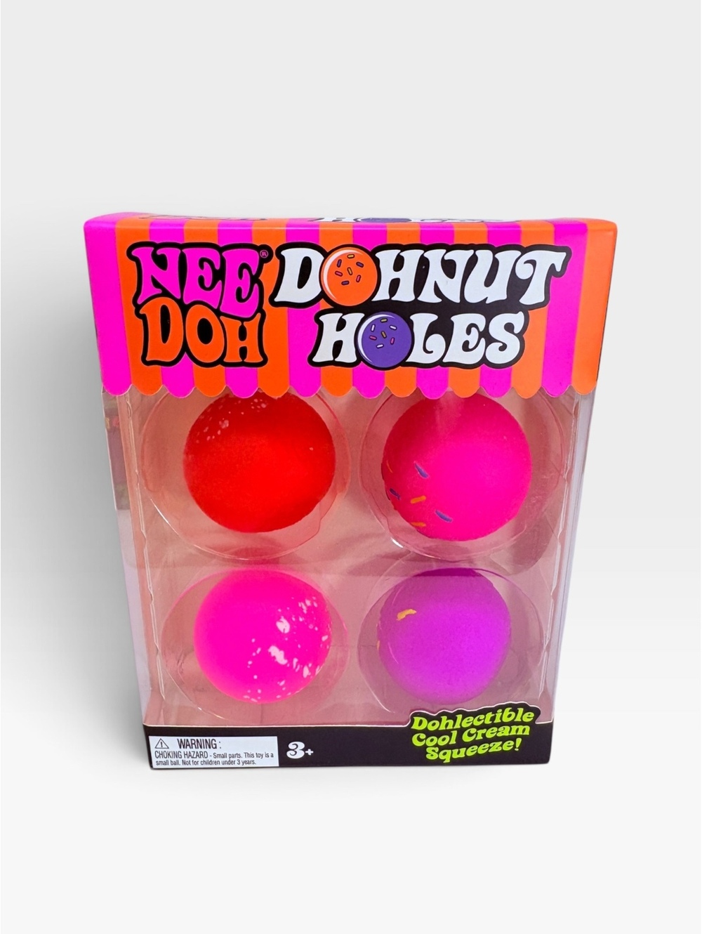 NeeDoh Dohnut Holes 4 Pack Squishy Fidget Toy Pink Red Purple Schylling NWT
